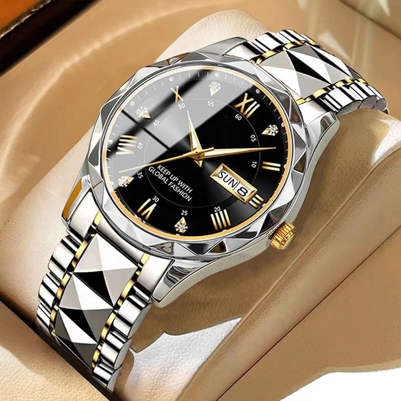 Waterproof Luminous Stainless Steel Two-tone Quartz Men's Watch-unitmotor™