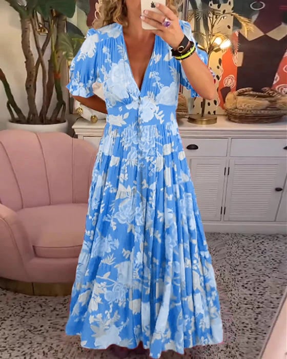 V-neck dress with floral print-unitmotor™