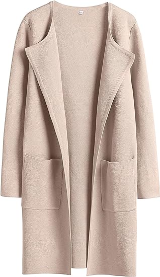 unitmotor™-Boke Womens Knit Cardigan Sweaters Oversized Open Front Long Sleeve Lapel Casual Jacket 2023 Fall Coat Dressy Coatigan