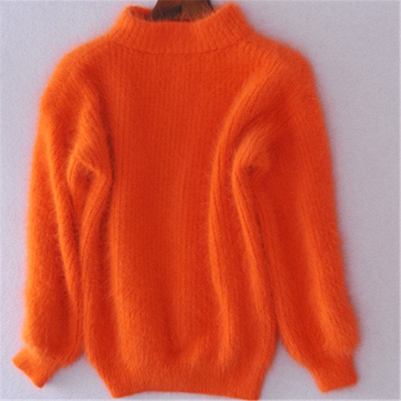 Loose Solid Color Knit Sweater - Vintage Angora Sweater-unitmotor™