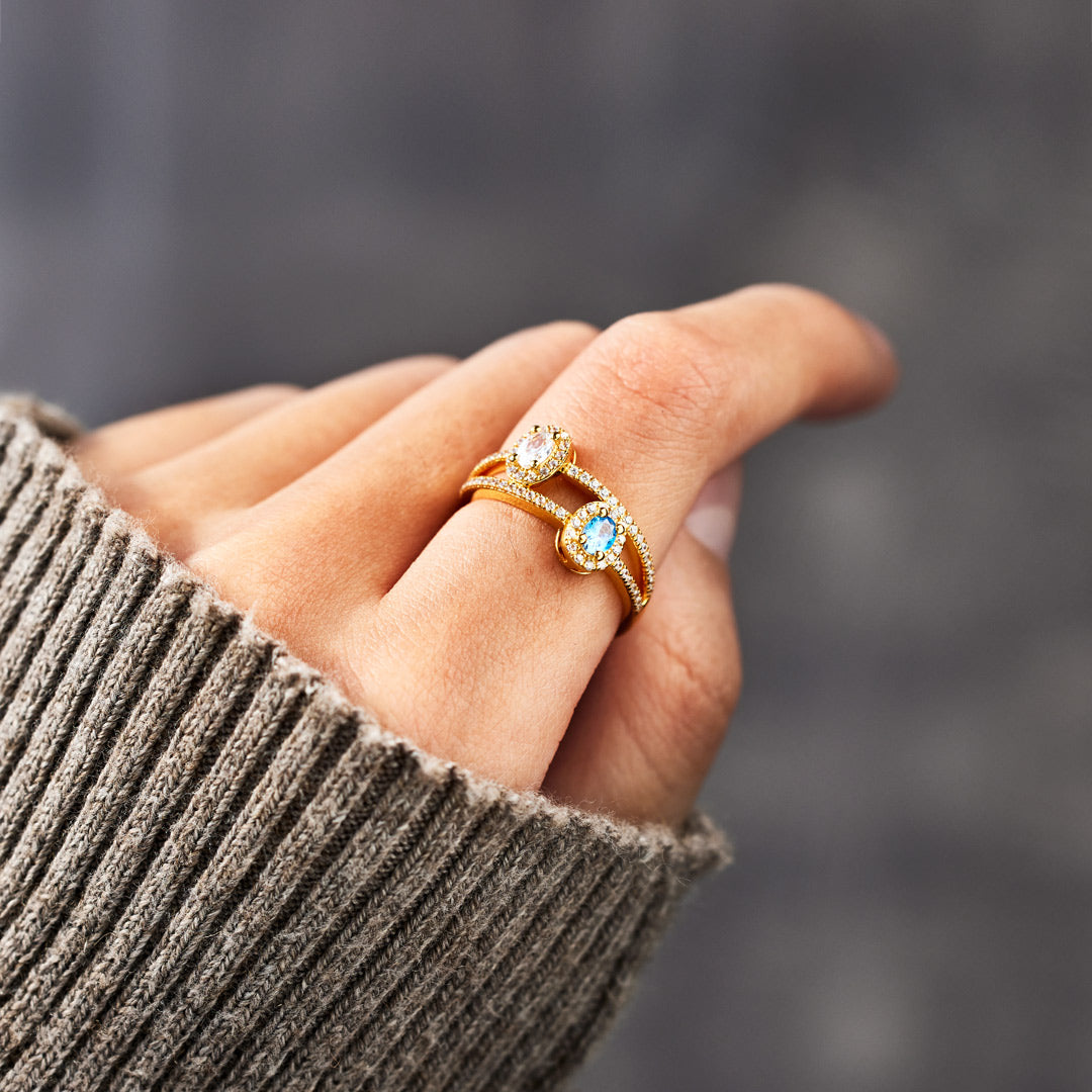 Two Birthstones Double Band Ring-unitmotor™