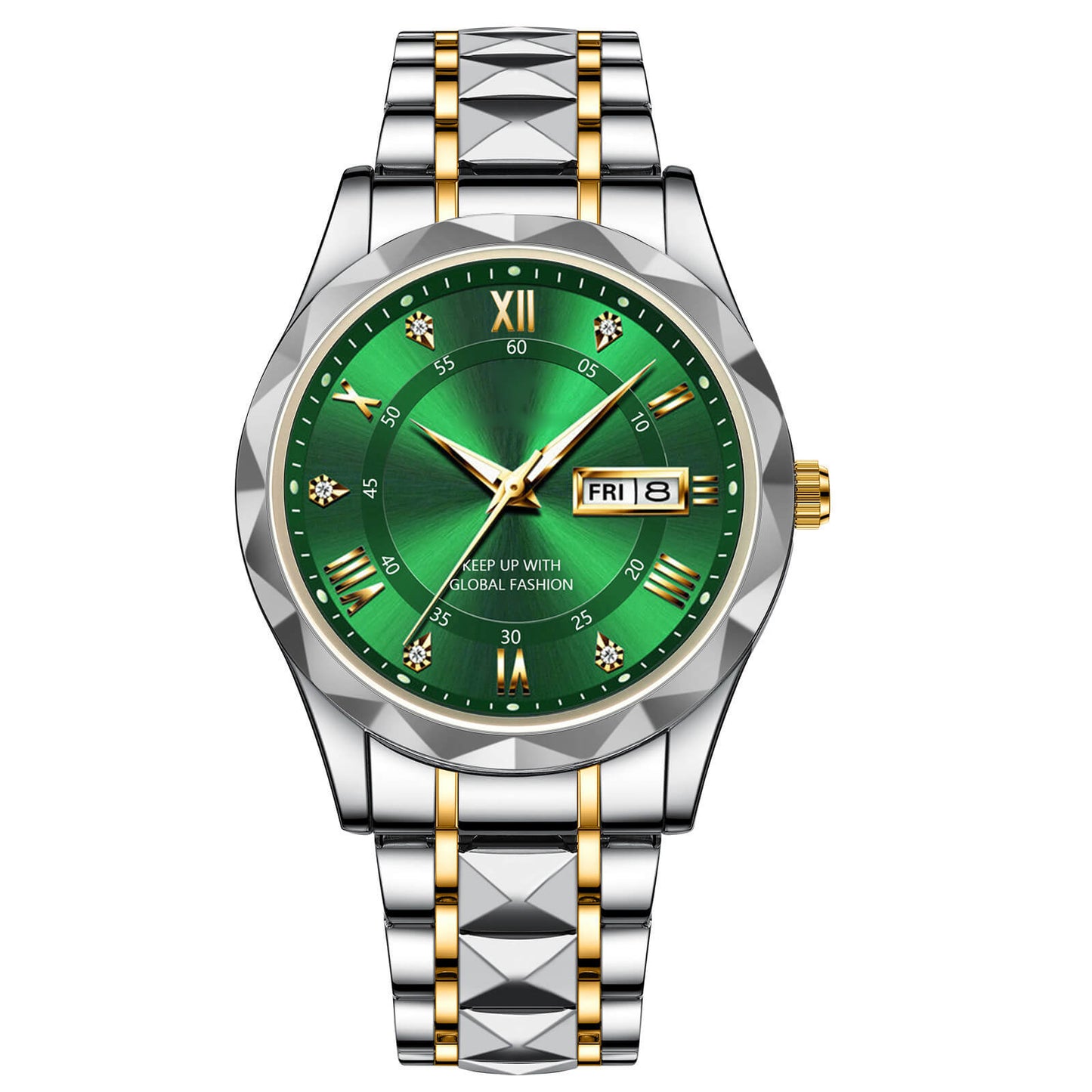 Waterproof Luminous Stainless Steel Two-tone Quartz Men's Watch-unitmotor™