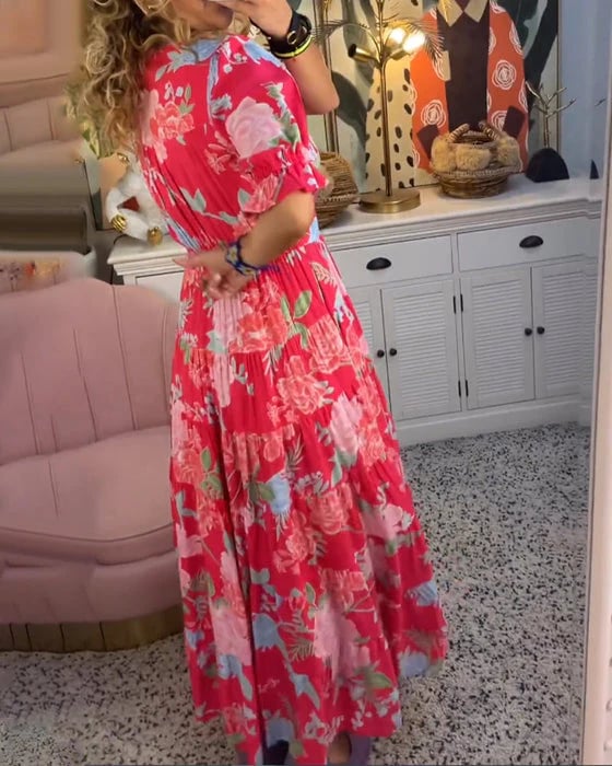 V-neck dress with floral print-unitmotor™