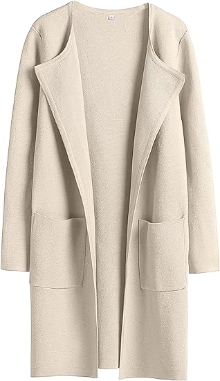 unitmotor™-Boke Womens Knit Cardigan Sweaters Oversized Open Front Long Sleeve Lapel Casual Jacket 2023 Fall Coat Dressy Coatigan