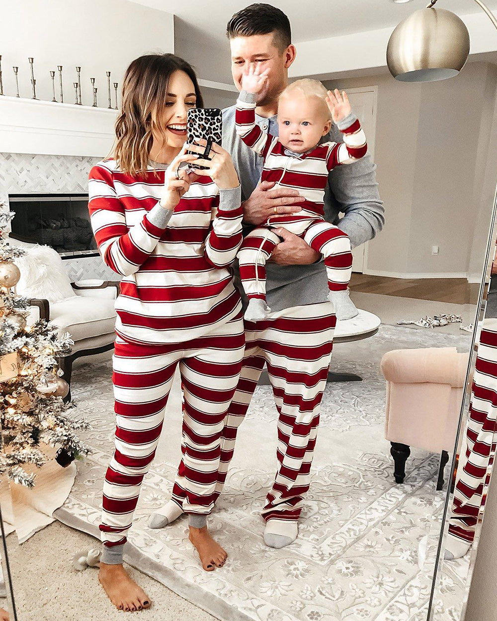 unitmotor™-🎄Christmas Red Striped Family Pajamas