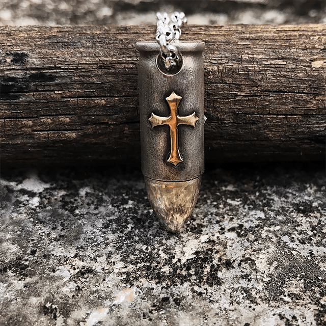 Holy Cross Bullet Skull Necklace-unitmotor™