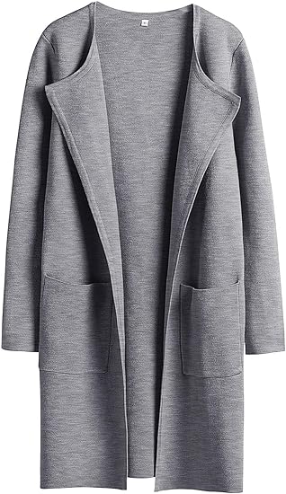 unitmotor™-Boke Womens Knit Cardigan Sweaters Oversized Open Front Long Sleeve Lapel Casual Jacket 2023 Fall Coat Dressy Coatigan