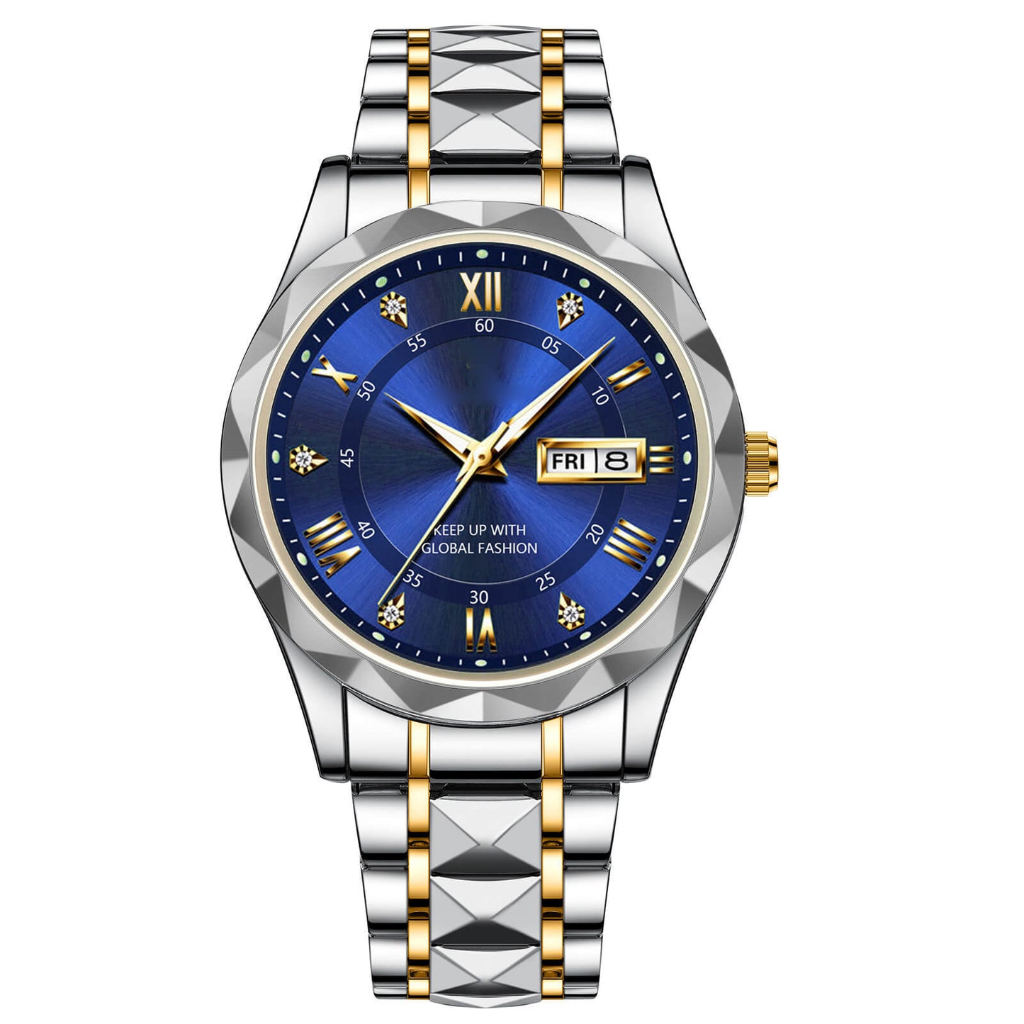 Waterproof Luminous Stainless Steel Two-tone Quartz Men's Watch-unitmotor™