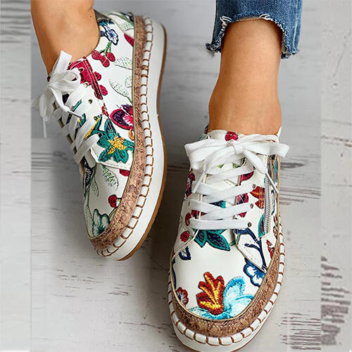 Flowry Shoes: Floral Print Trainers-unitmotor™