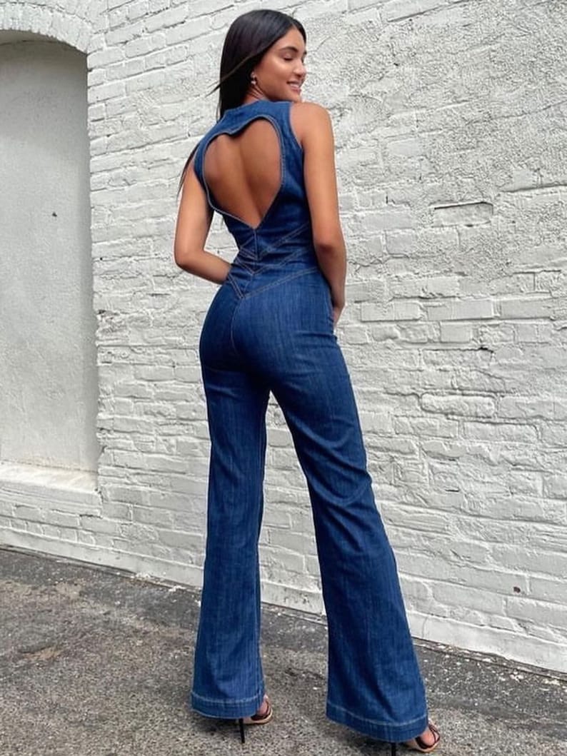 💥49% OFF🔥Backless Heart Cutout Denim Jumpsuit For Women-unitmotor™