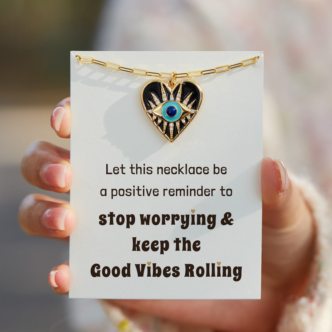 Enamel Heart Evil Eye Layered Necklace Set-unitmotor™