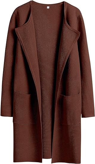 unitmotor™-Boke Womens Knit Cardigan Sweaters Oversized Open Front Long Sleeve Lapel Casual Jacket 2023 Fall Coat Dressy Coatigan