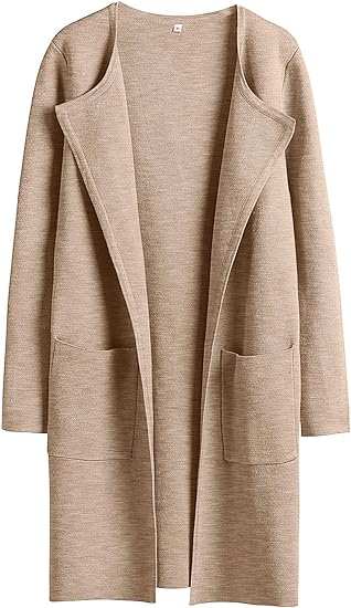 unitmotor™-Boke Womens Knit Cardigan Sweaters Oversized Open Front Long Sleeve Lapel Casual Jacket 2023 Fall Coat Dressy Coatigan