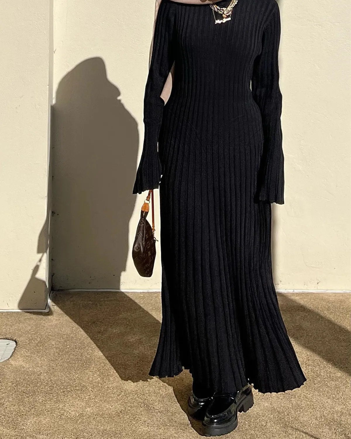 2023 Fall New Sleeved Knit Midi Dress(Buy 2 Free Shipping)-unitmotor™