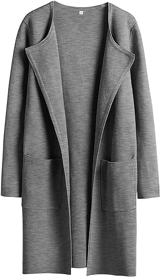 unitmotor™-Boke Womens Knit Cardigan Sweaters Oversized Open Front Long Sleeve Lapel Casual Jacket 2023 Fall Coat Dressy Coatigan