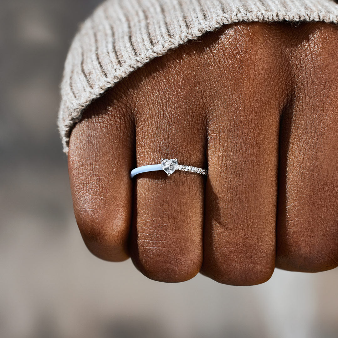 Love Me Until I'm Me Again Heart-Cut Half Enamel Ring-unitmotor™