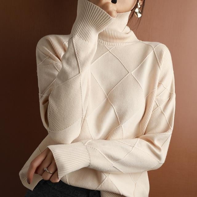 Loose Cashmere Turtleneck Sweater Cardigan-unitmotor™