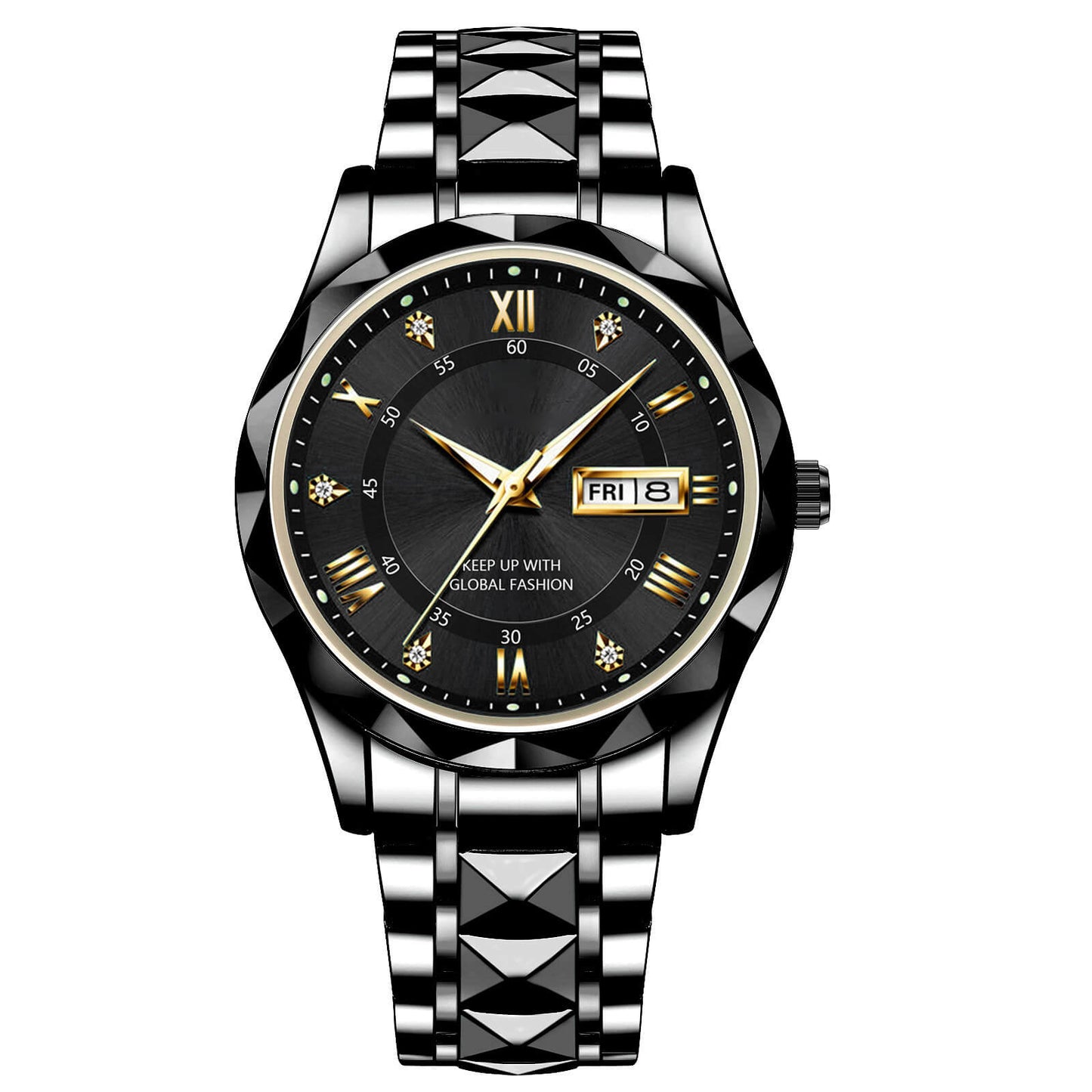 Waterproof Luminous Stainless Steel Two-tone Quartz Men's Watch-unitmotor™