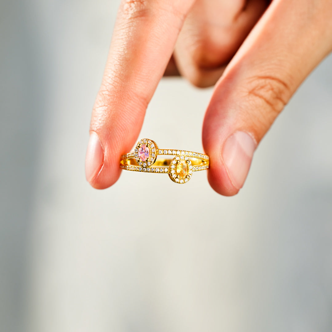 Two Birthstones Double Band Ring-unitmotor™
