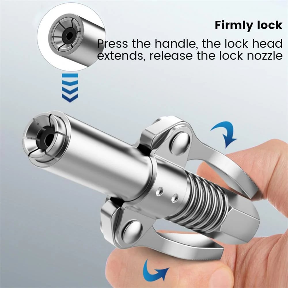🎁2024 New Year Hot Sale🎁Strong Lock on Grease Couplers with Spring Flex Hose-unitmotor™