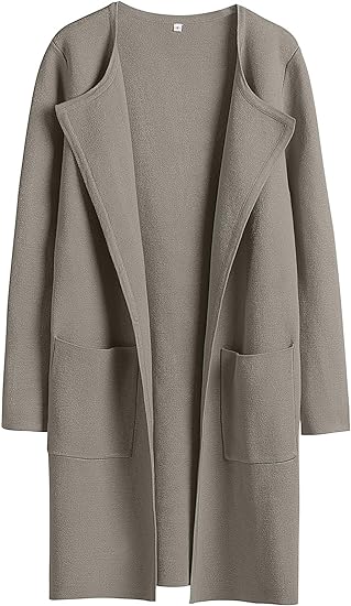 unitmotor™-Boke Womens Knit Cardigan Sweaters Oversized Open Front Long Sleeve Lapel Casual Jacket 2023 Fall Coat Dressy Coatigan