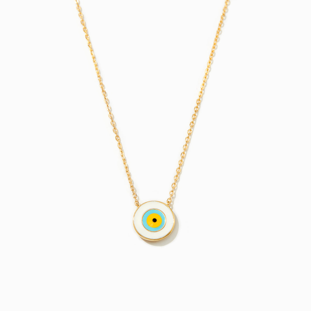 Enamel White Evil Eye Necklace-unitmotor™