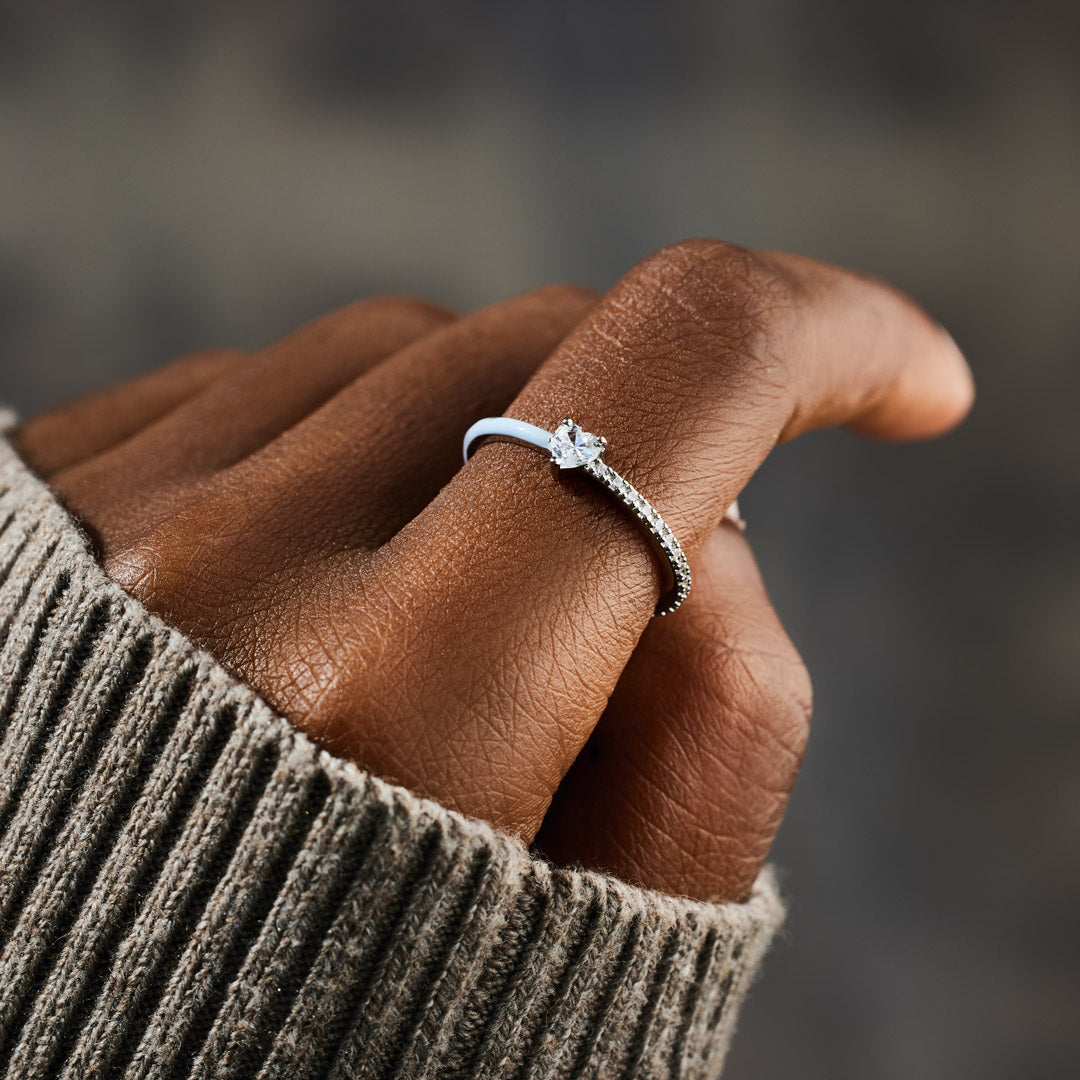 Love Me Until I'm Me Again Heart-Cut Half Enamel Ring-unitmotor™