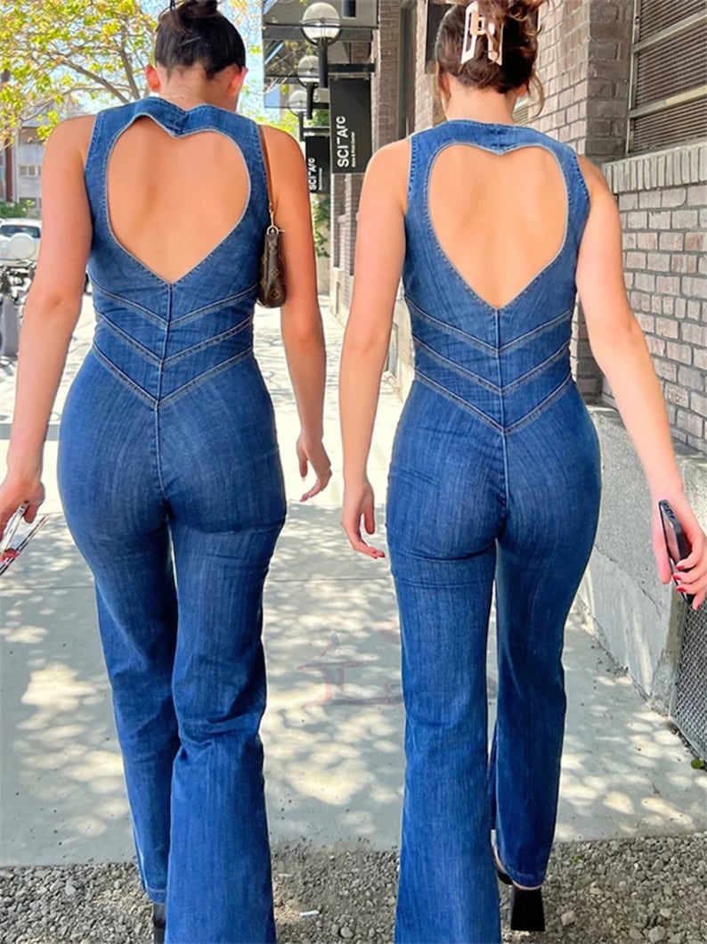 💥49% OFF🔥Backless Heart Cutout Denim Jumpsuit For Women-unitmotor™