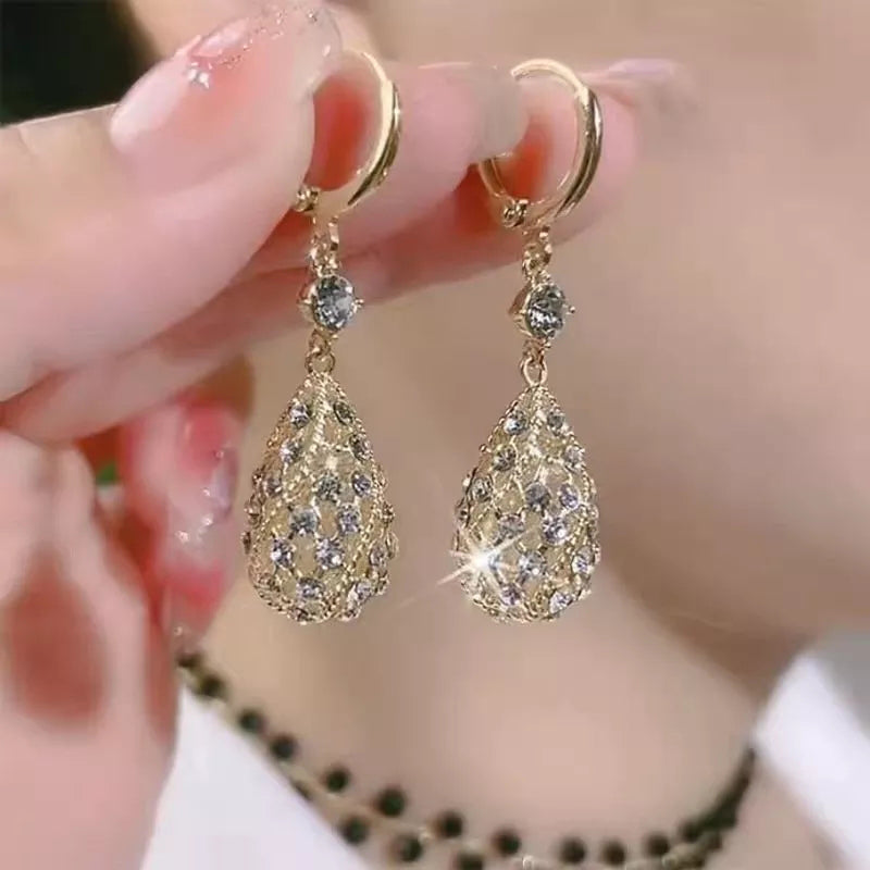 Fashion Diamond Water-Drop Earrings-unitmotor™