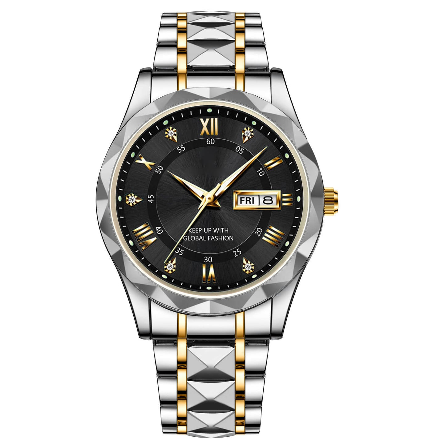 Waterproof Luminous Stainless Steel Two-tone Quartz Men's Watch-unitmotor™