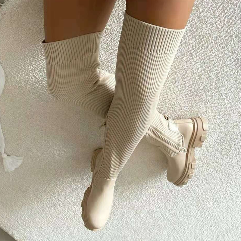 Thigh High Stretch Knit Boots-unitmotor™
