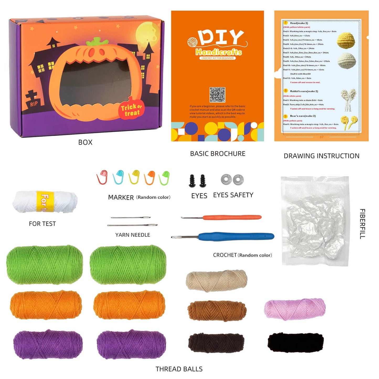 Halloween Crochet Kit For Beginners with Easy Peasy Yarn-unitmotor™