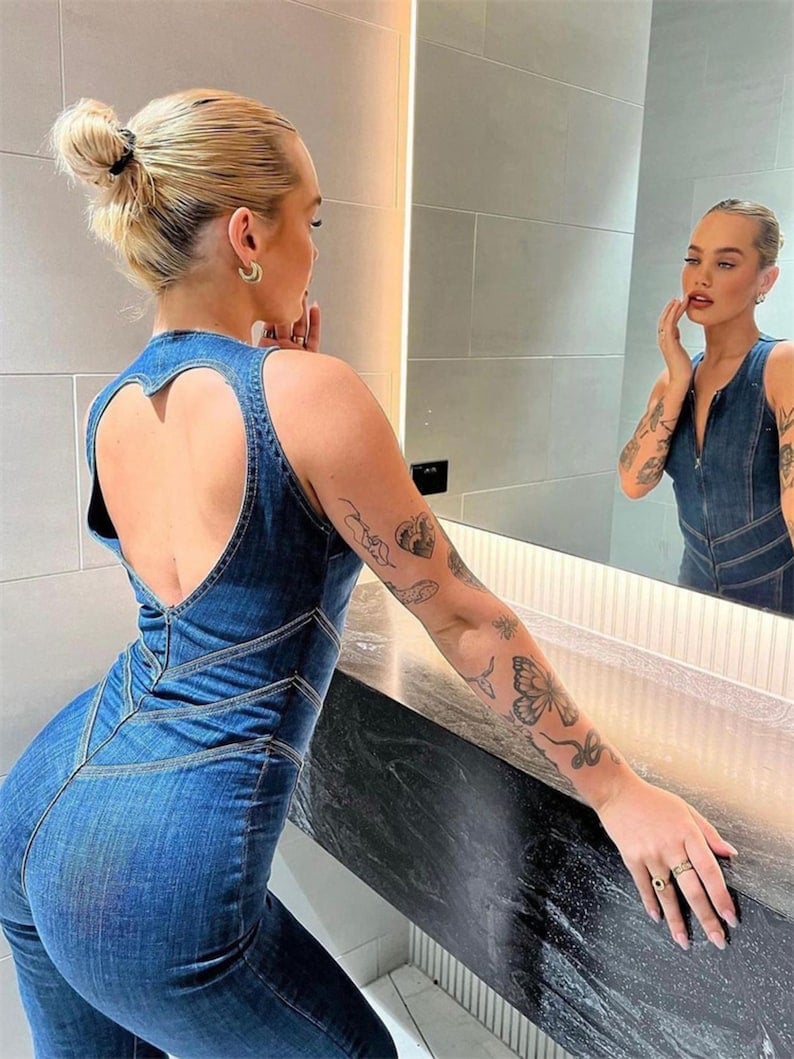 💥49% OFF🔥Backless Heart Cutout Denim Jumpsuit For Women-unitmotor™