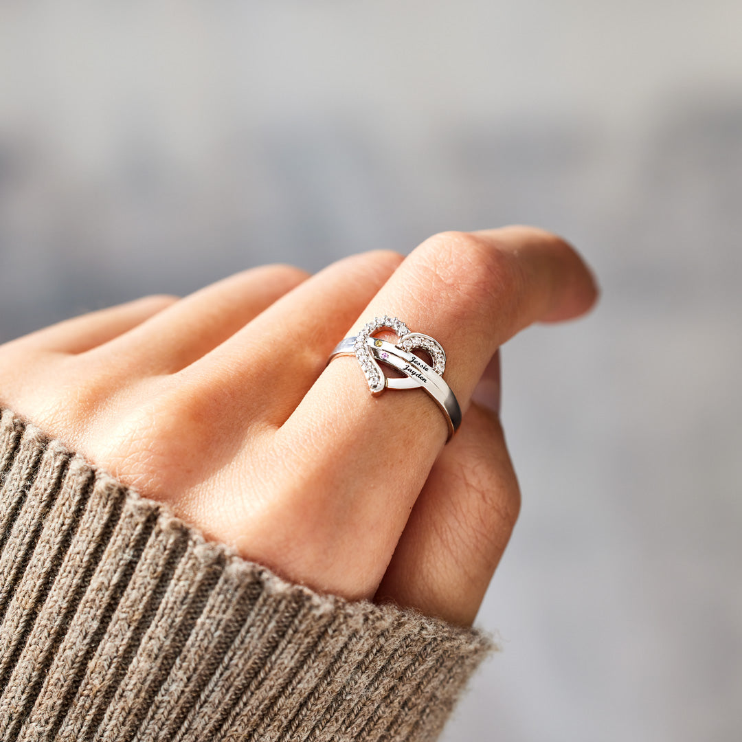 Names&Birthstones Heart Ring-unitmotor™