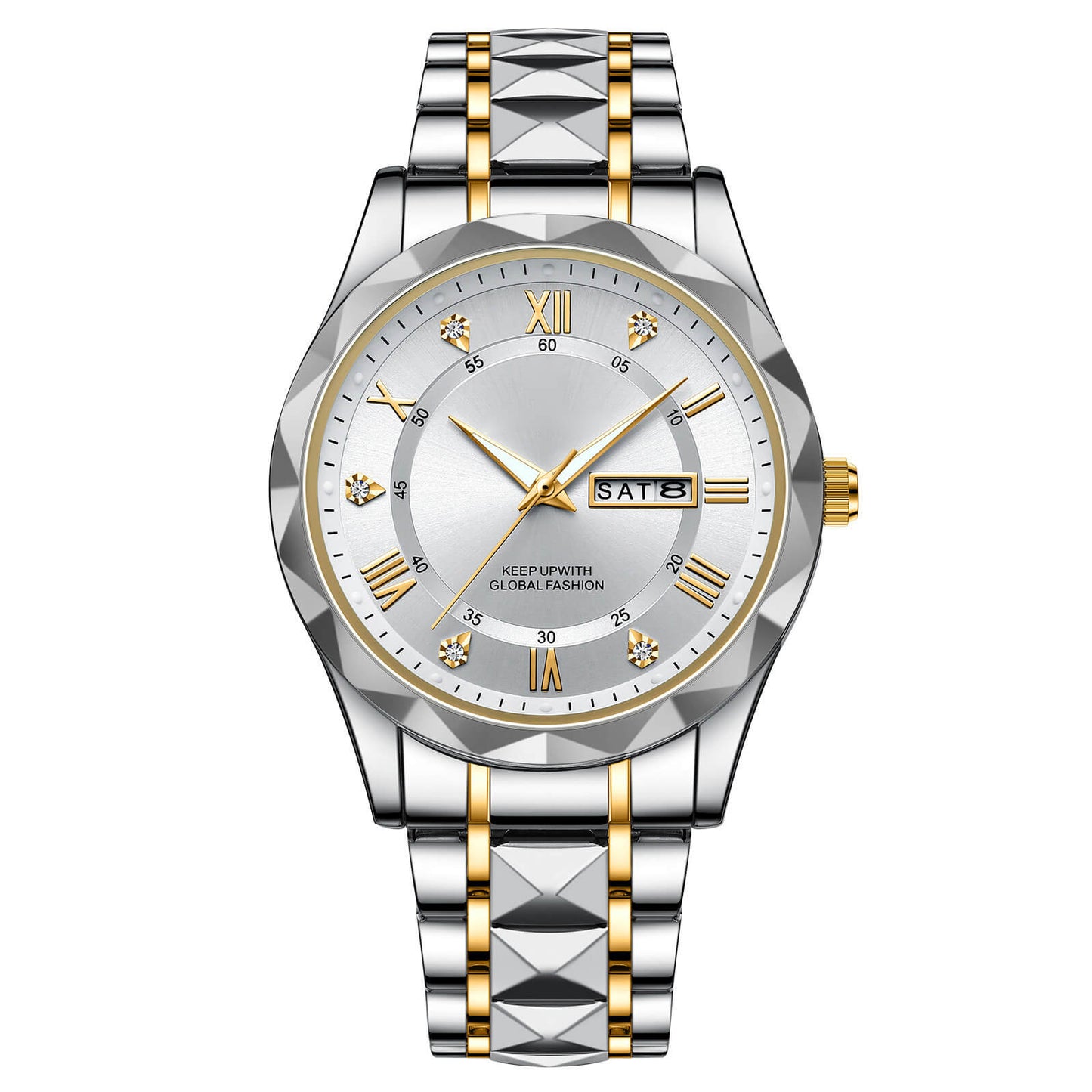 Waterproof Luminous Stainless Steel Two-tone Quartz Men's Watch-unitmotor™
