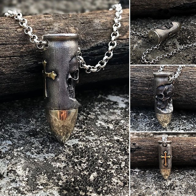 Holy Cross Bullet Skull Necklace-unitmotor™