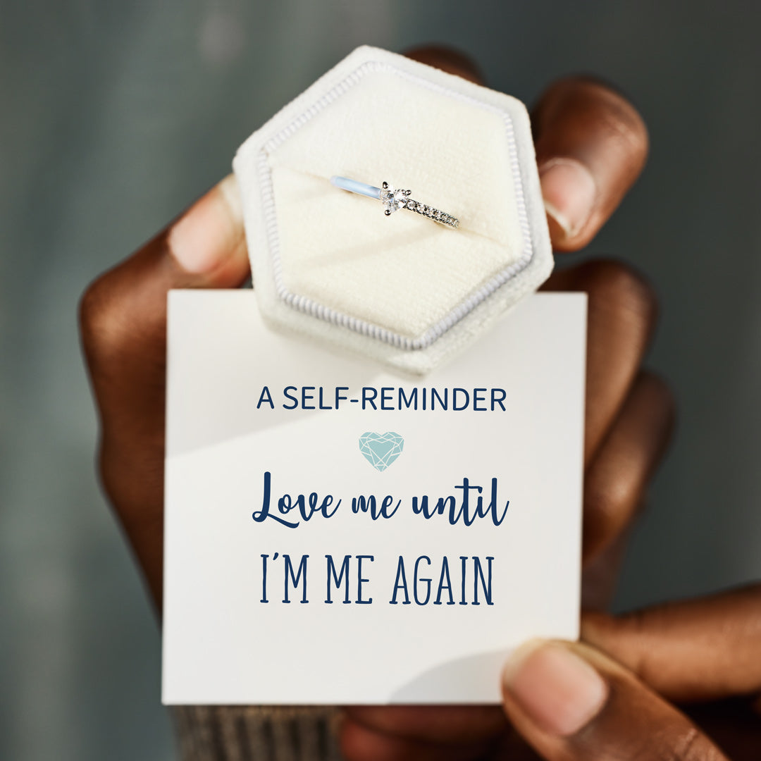 Love Me Until I'm Me Again Heart-Cut Half Enamel Ring-unitmotor™