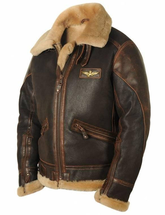 Pilot leather jacket-made of sheepskin {Free Shipping! ! }