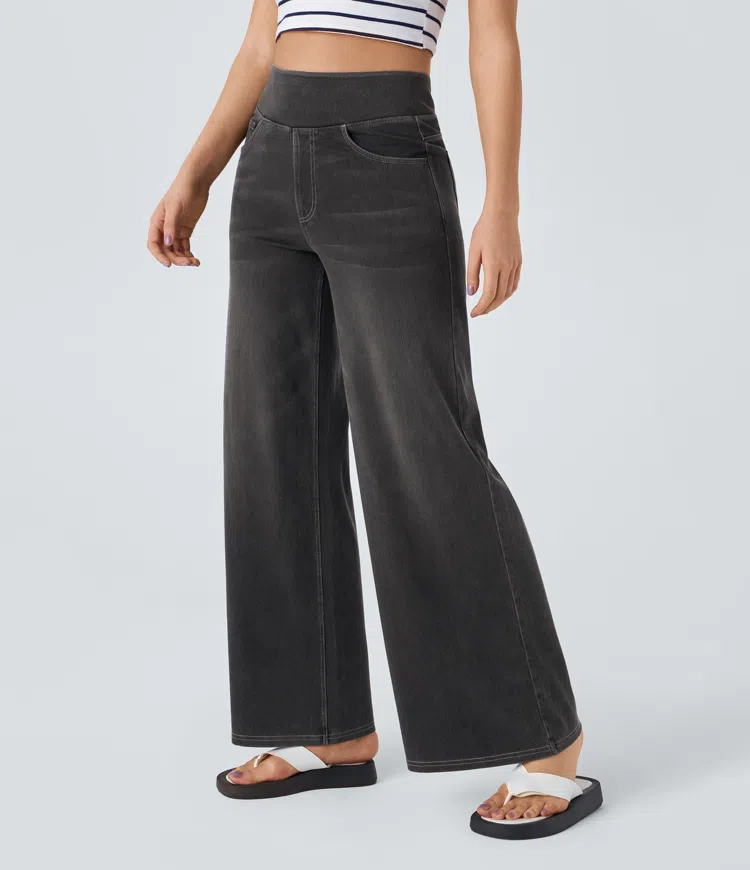 Quinn Super Stretch High-Waisted Wide Leg Jeans-unitmotor™