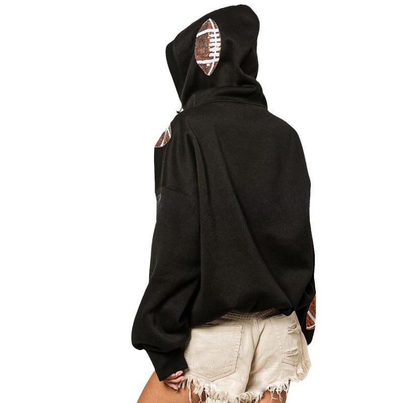 🔥'Glam Kickoff' Football Game Day Long Sleeve Half-Zip  Hoodie