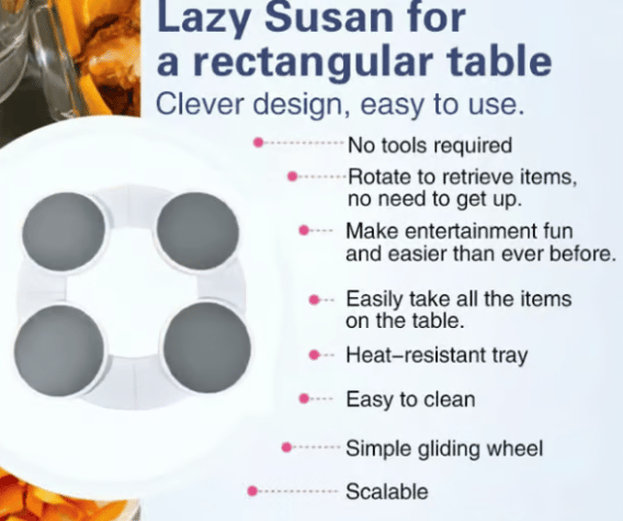 🌟Most Popular✨turntable for rectangular long and oblong tables