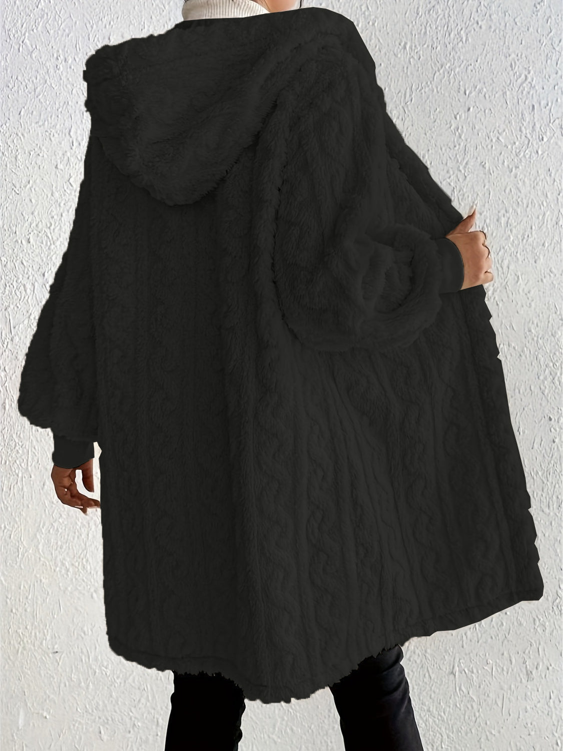 Women's Plush Fleece Soft Midi-Length Jacket with Pockets(BUY 2 FREE SHIPPING)
