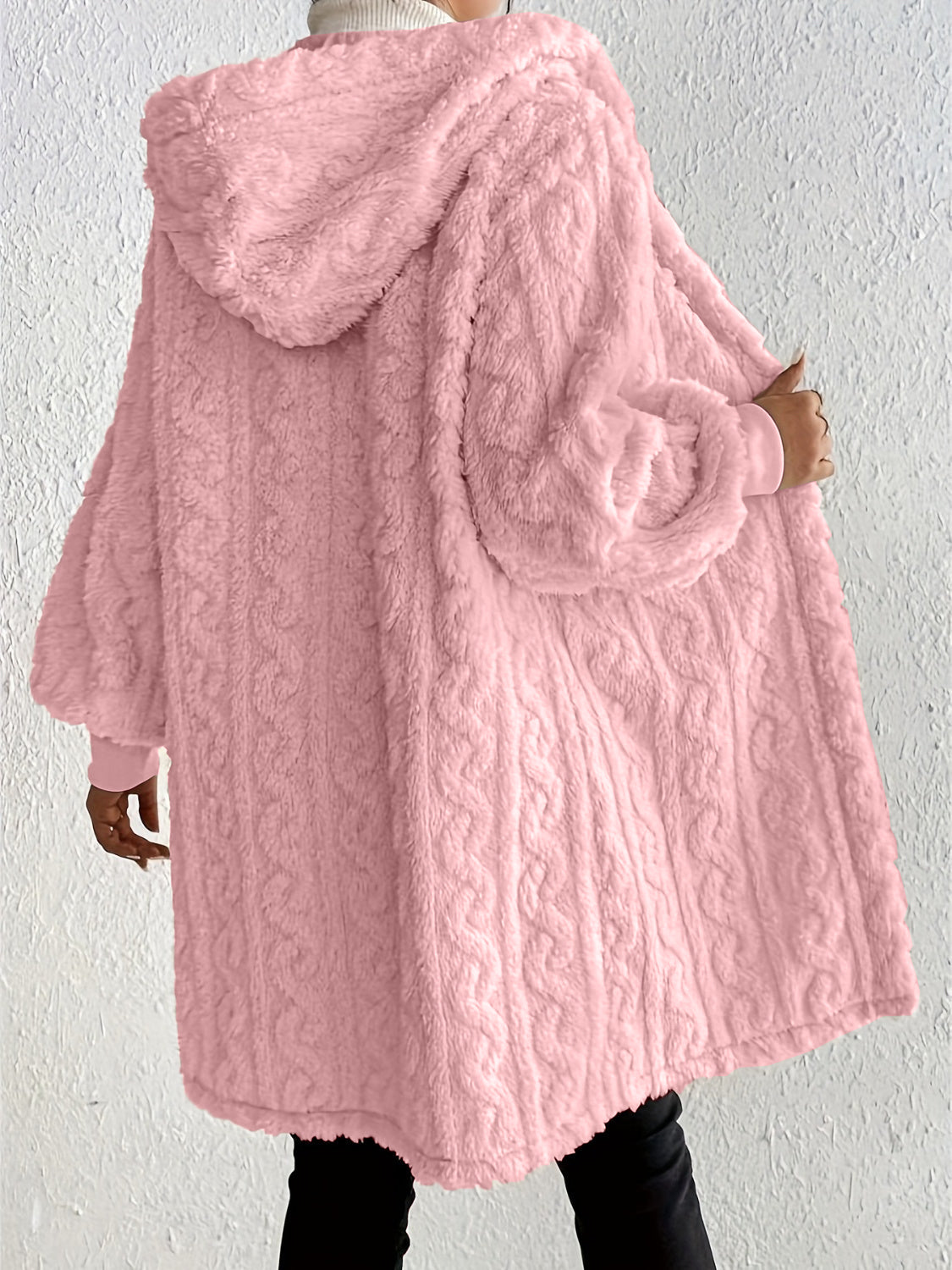Women's Plush Fleece Soft Midi-Length Jacket with Pockets(BUY 2 FREE SHIPPING)