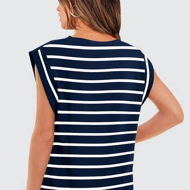 💖Women's Basic Fashion Casual Striped Sleeveless Vest T-Shirt