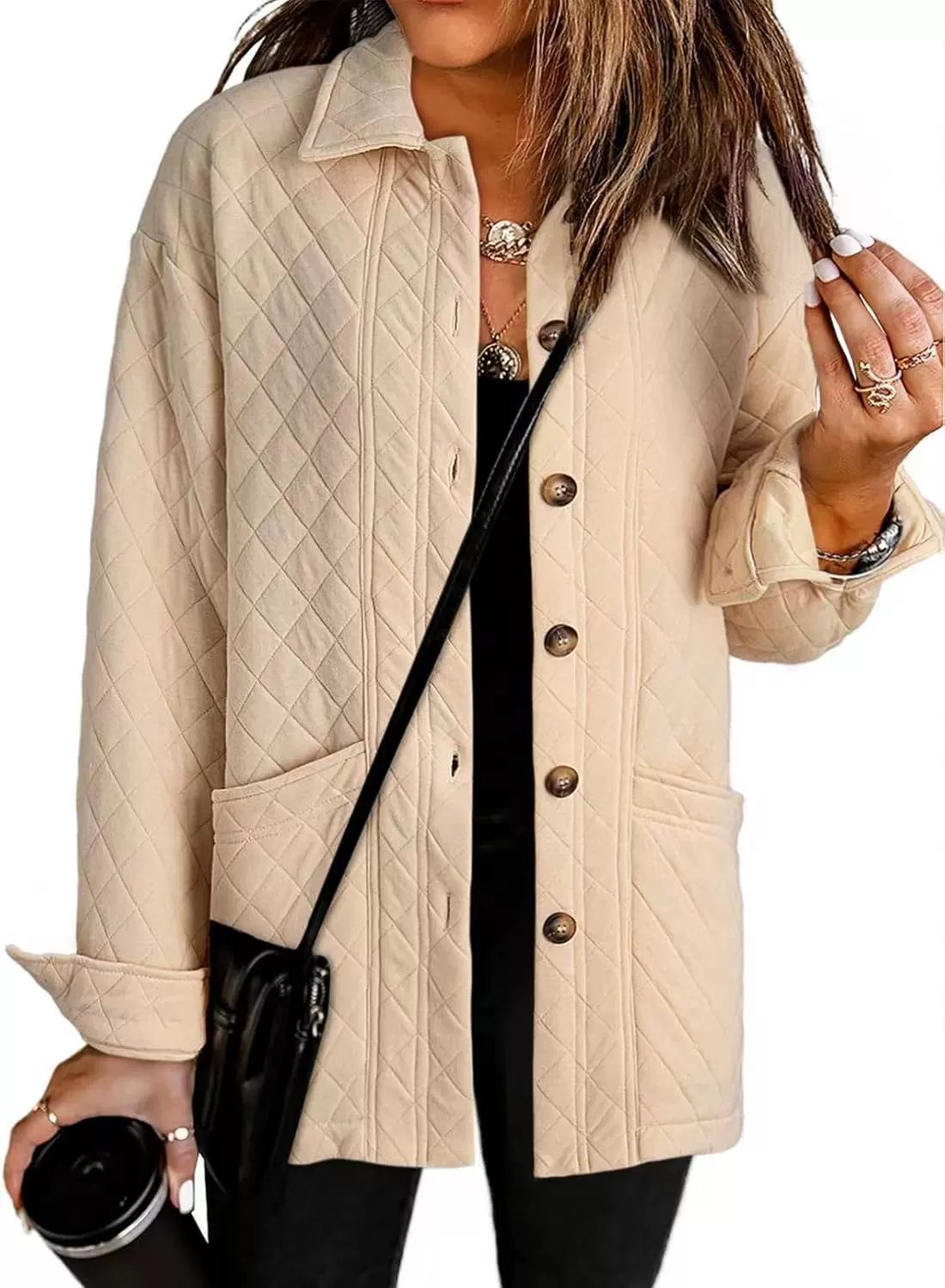 Women's Casual Button Down Long Sleeve Quilted Jackets
