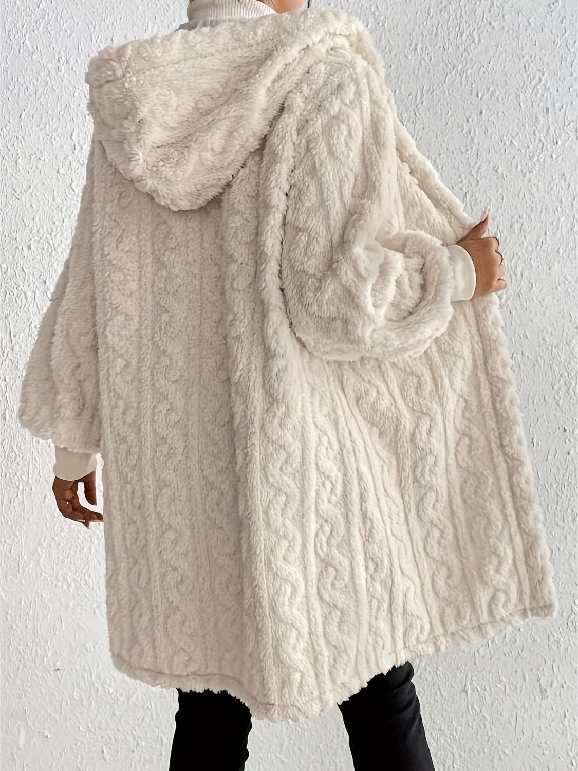 Women's Plush Fleece Soft Midi-Length Jacket with Pockets(BUY 2 FREE SHIPPING)