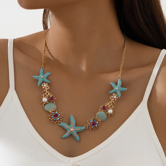 Beach Shell Starfish Coral Necklace & Bracelet & Earrings-unitmotor™