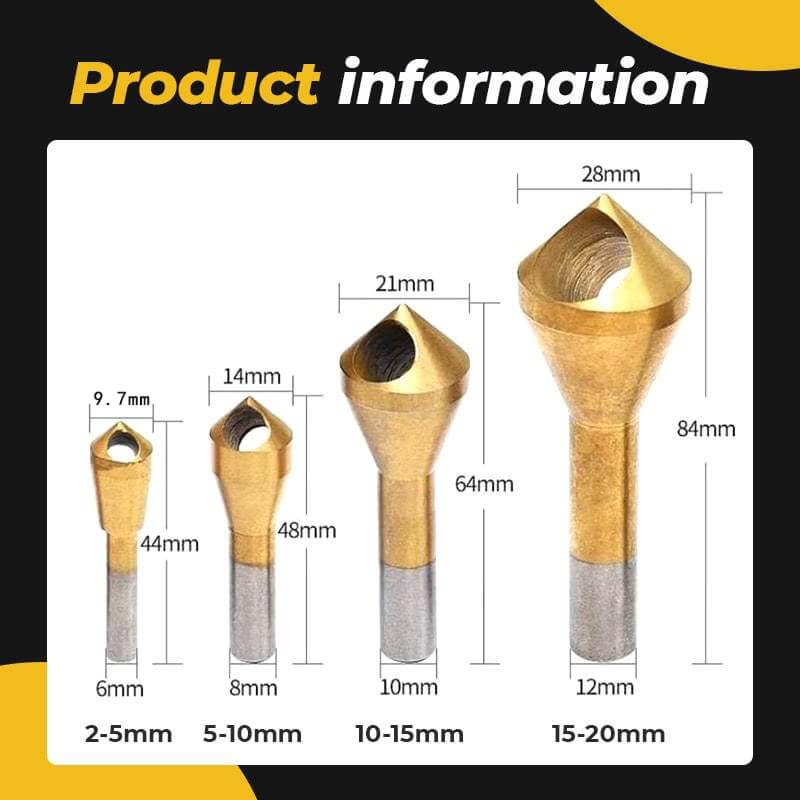 🔥Titanium Coated Countersink Chamfer Tool(4 PCS)-unitmotor™