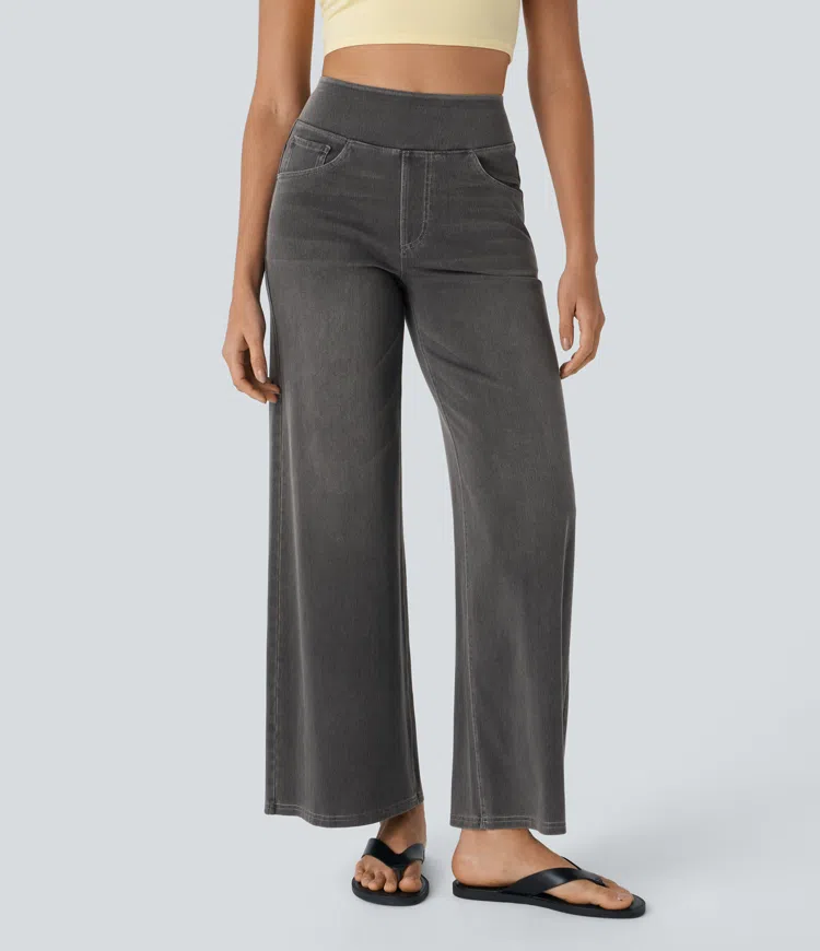 Quinn Super Stretch High-Waisted Wide Leg Jeans-unitmotor™