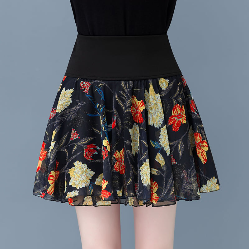 Pleated sarongchiffon floral skirt-unitmotor™